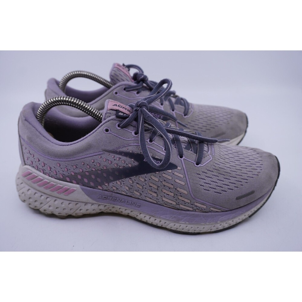 Brooks Adrenaline 21 Womens Size 9.5 Gray Purple Running Athletic Walk Shoes